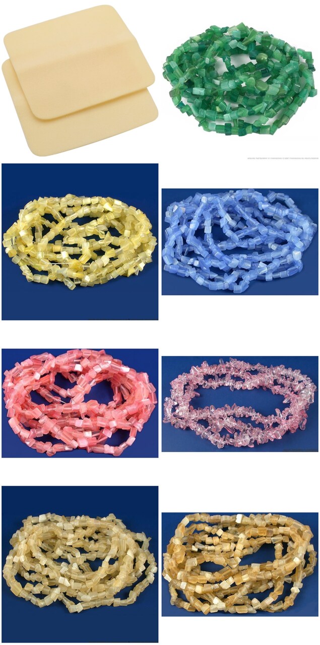 2 Beading Mats 8" x 8" & 7 Strands Glass & Chip Beads Various Colors and Sizes